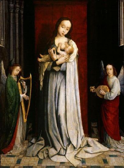 Gerard David Madonna and Child with Two Music Making Angels Norge oil painting art